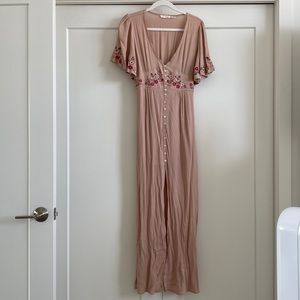 WOMENS Blu Pepper Blush Flutter Sleeve Maxi Dress